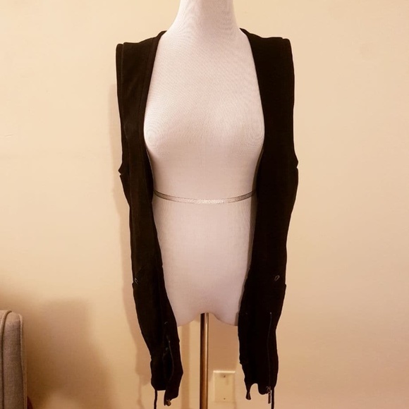 NWT Suit Black Medium Suede Vest - Picture 3 of 6